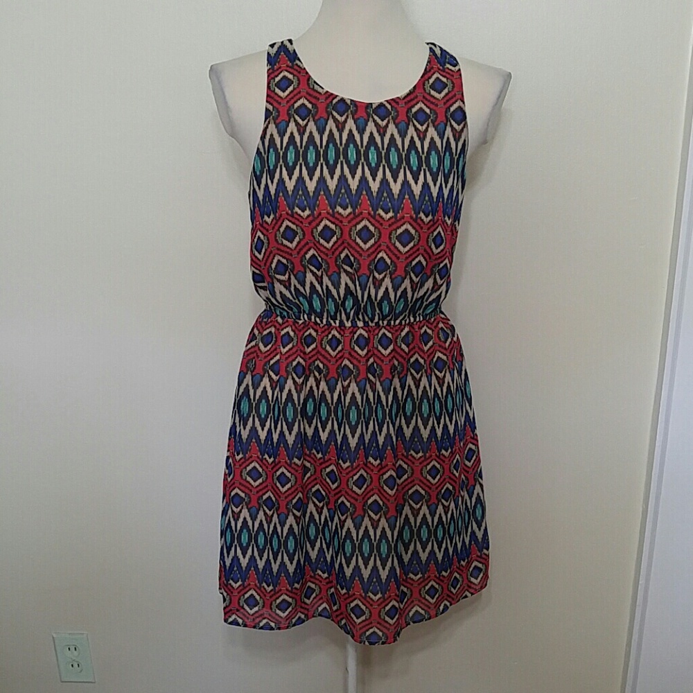 Xhilaration tribal print racer back midi dress size medium